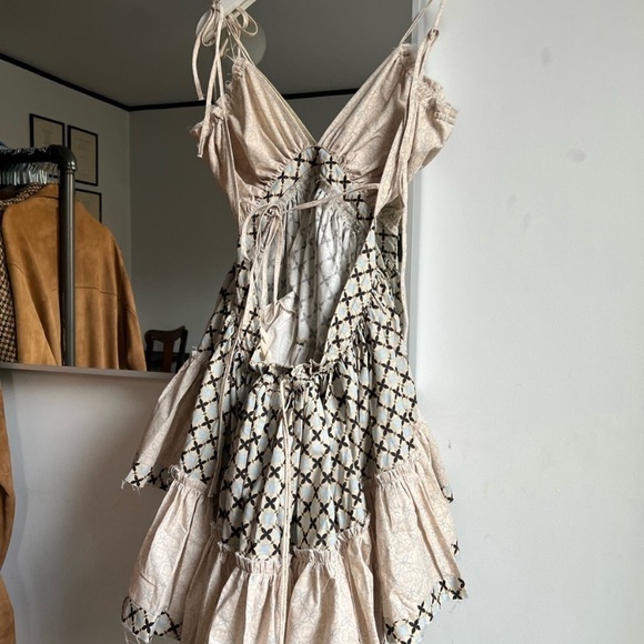 NWT Verge Girl Wildflower linen summer halter neck Coachella festival mini dress - Picture 14 of 16